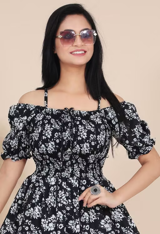 Stylish Floral Printed Cotton Blend Maxi Dress for Women | Casual & Party Wear/ Free Shipping